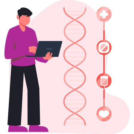 Homem sendo testado cientificamente  Ilustração