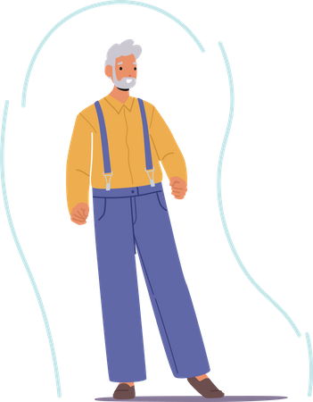 Homem sênior com imunidade forte  Ilustração