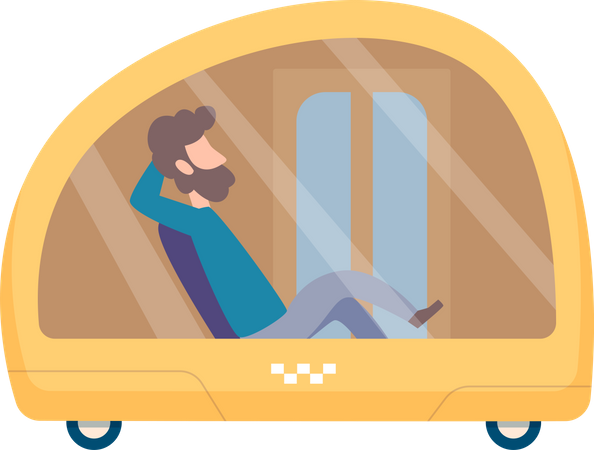 Homem sentado em carro automatizado  Ilustração
