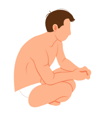 Homem sentado na sauna a vapor  Ilustração