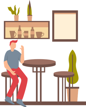 Homem sentado no café  Ilustração