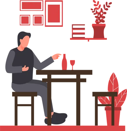 Homem sentado no café  Ilustração