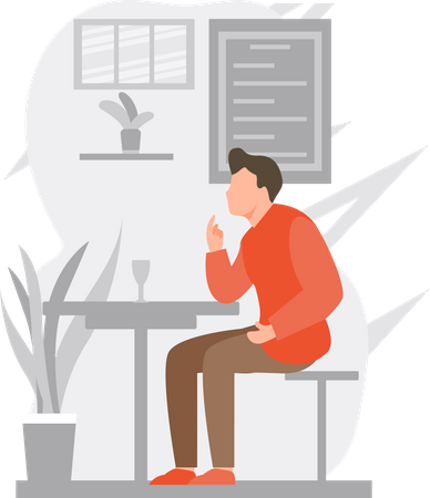 Homem sentado no café  Ilustração