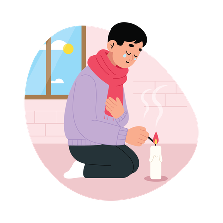 Homem com saudades de alguém  Ilustração