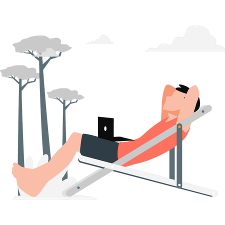 Homem se sentindo relaxado na cadeira  Ilustração