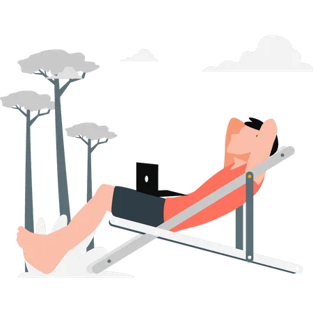 Homem se sentindo relaxado na cadeira  Ilustração