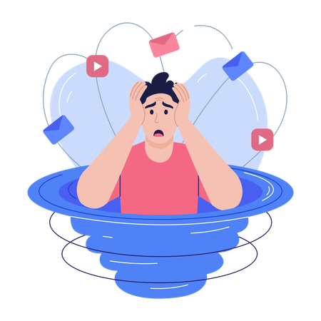 Homem sofre com pressão de prazo de projeto  Ilustração