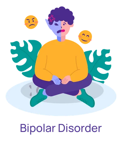 Homem sofre de transtorno bipolar  Ilustração