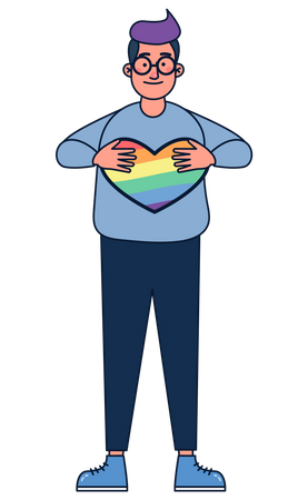 Homem apoia LGBTQ  Ilustração