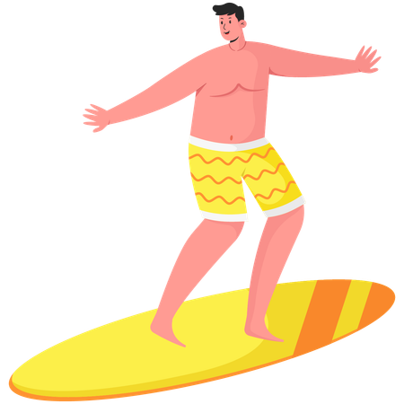 Homem jogando surf  Ilustração