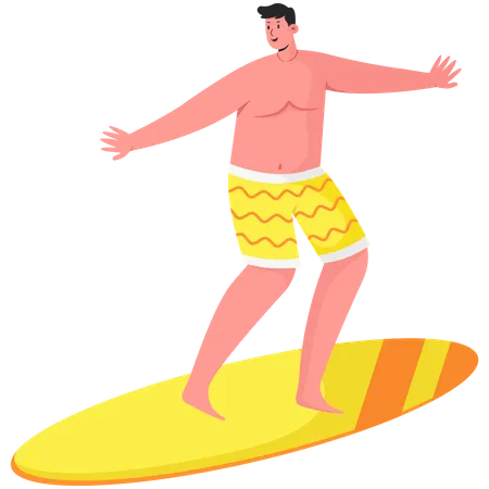 Homem jogando surf  Ilustração