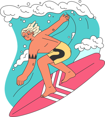 Homem surfando  Ilustração