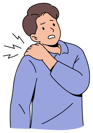 Homem tem dor no ombro  Ilustração