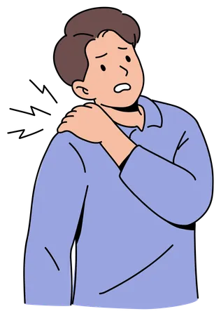 Homem tem dor no ombro  Ilustração