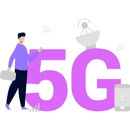 Homem tem rede 5G  Illustration