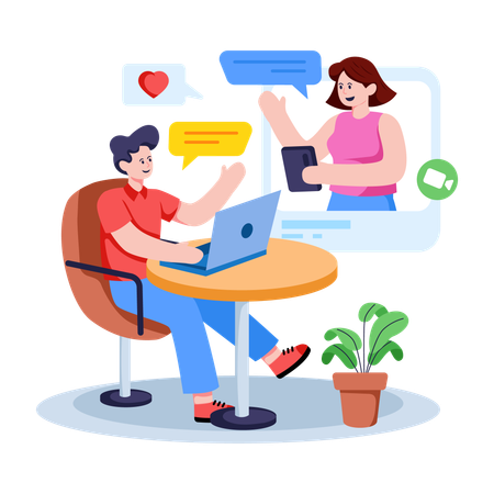 Homem tendo bate-papo amoroso online  Illustration