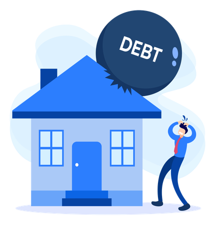 Homem com dívidas residenciais  Ilustração