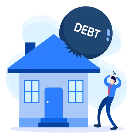 Homem com dívidas residenciais  Ilustração