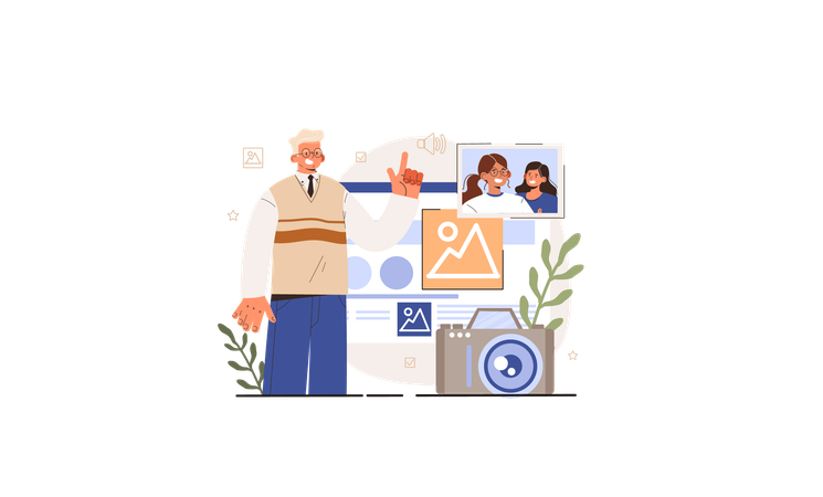 Homem tendo ideia de como atrair público para seu blog  Illustration