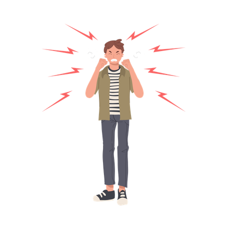 Homem tendo problemas de raiva  Ilustração