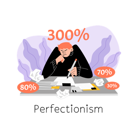 O homem tenta realizar seu trabalho por trezentos por cento  Ilustração