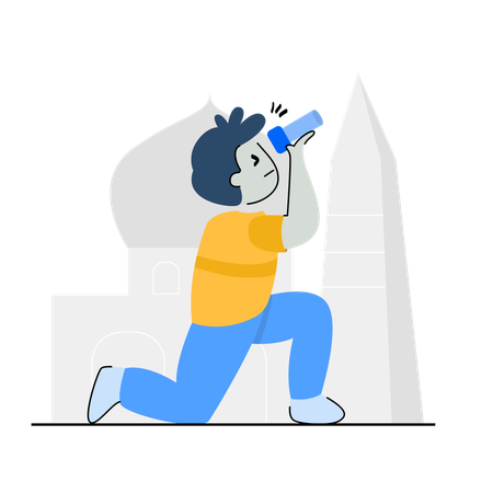 Homem tirando foto enquanto viaja  Ilustração