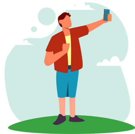 Homem tirando selfie  Ilustração