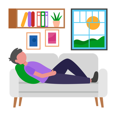 Homem tirando uma soneca à tarde  Ilustração