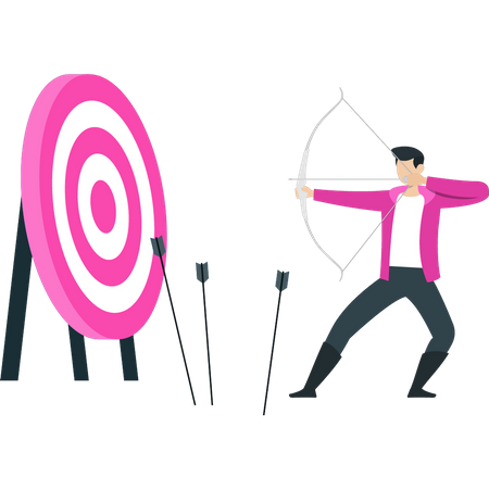 Homem atirando com arco e flecha  Ilustração