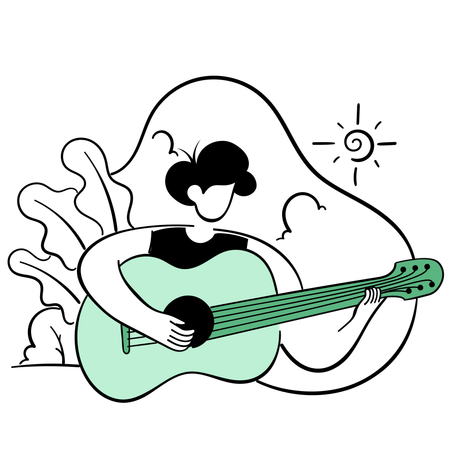 Homem tocando guitarra jam session  Ilustração
