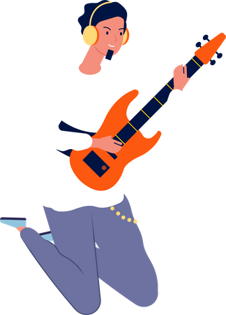 Homem tocando guitarra rock  Ilustração