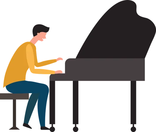 Homem tocando piano  Ilustração