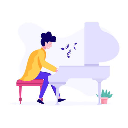 Homem tocando piano  Ilustração