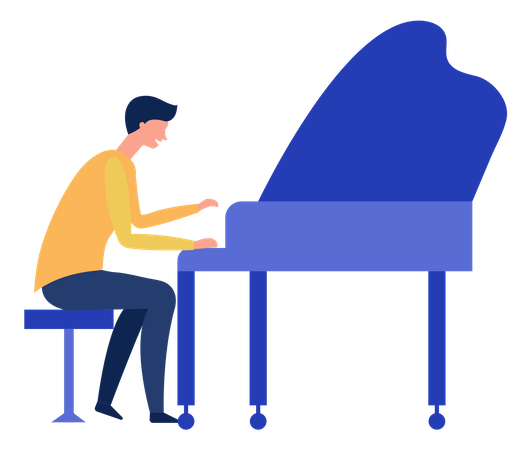 Homem tocando piano de cauda  Ilustração