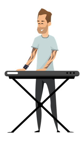 Homem tocando piano digital  Ilustração