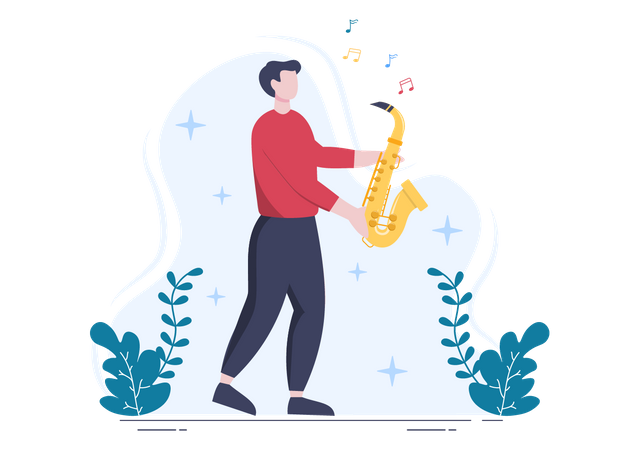 Homem tocando saxofone  Ilustração