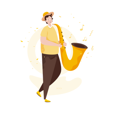 Homem tocando saxofone  Ilustração