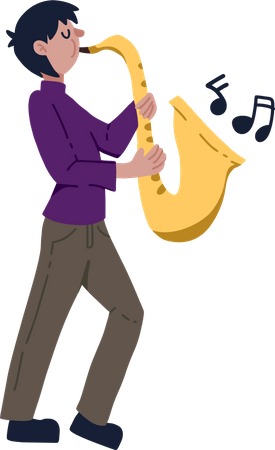 Homem tocando saxofone  Ilustração