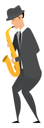 Homem tocando saxofone  Ilustração