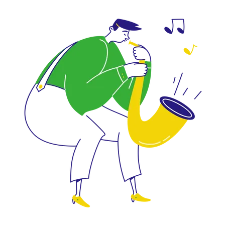 Homem tocando saxofone  Ilustração