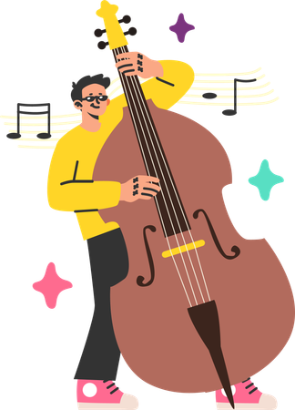 Homem tocando violoncelo  Ilustração
