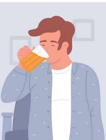 Homem tomando álcool  Ilustração