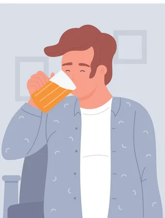 Homem tomando álcool  Ilustração