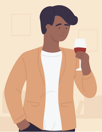 Homem tomando vinho  Ilustração