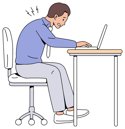 Trabalhador de escritório masculino com dor no pescoço  Ilustração