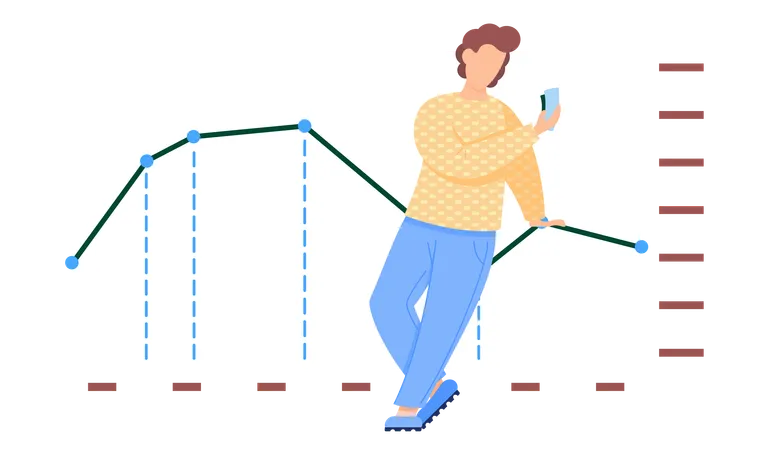 Homem trabalhando com estatísticas e análises de negócios  Illustration