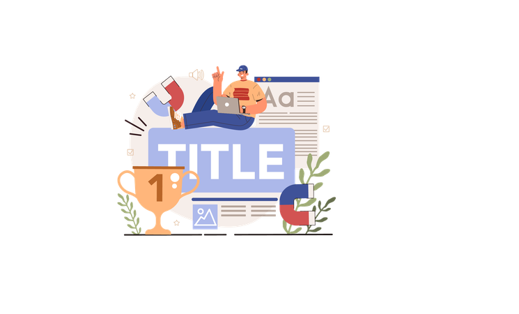 Homem trabalhando em como atrair público para seu blog  Illustration