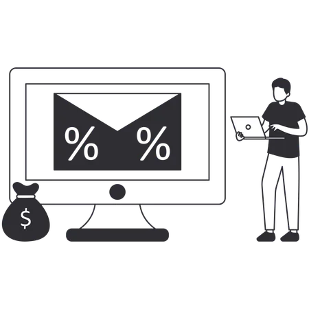 Homem trabalhando em Marketing Social  Ilustração