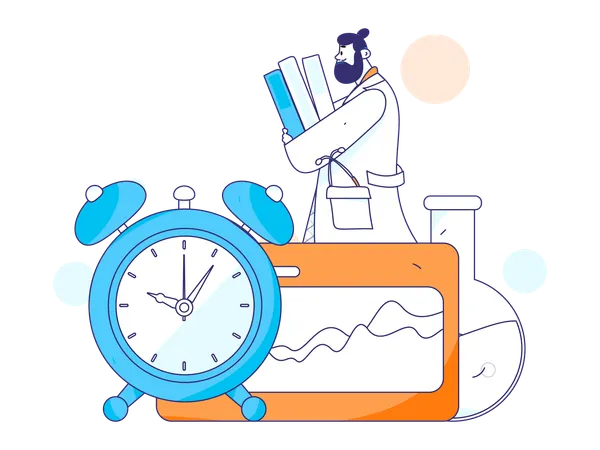 Homem trabalhando em pesquisa química  Illustration