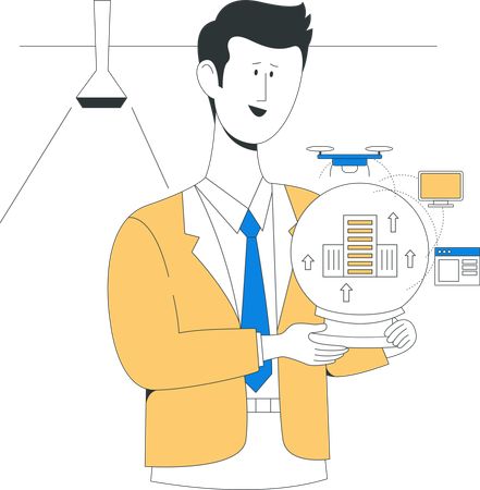 Homem trabalhando na transformação de negócios  Ilustração